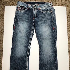 True Religion Mens Jeans Size 36 Straight Flap Nat